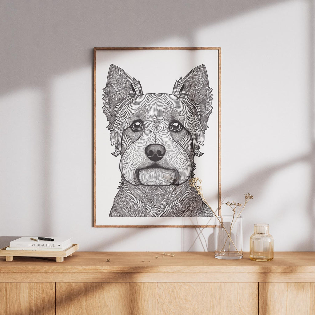 Yorkshire Terrier Mandala Black and White Dog Series image 8