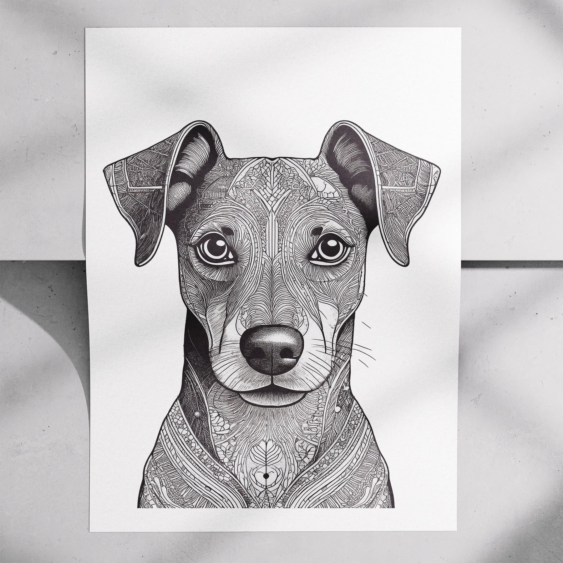 Miniature Pinscher Mandala Black and White Dog Series image 7