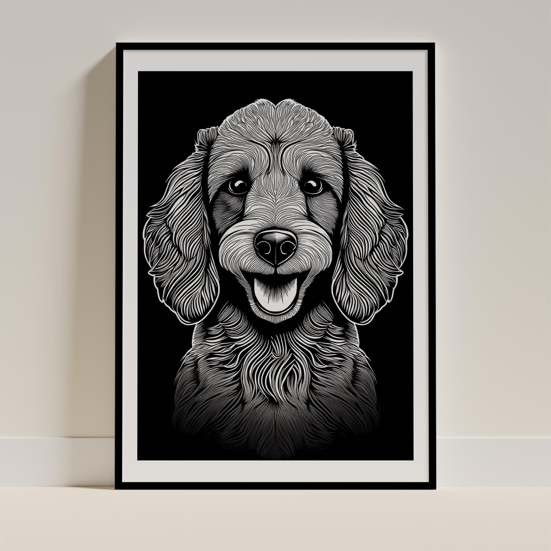 Poodle Line Dog Series in Black and White image 0