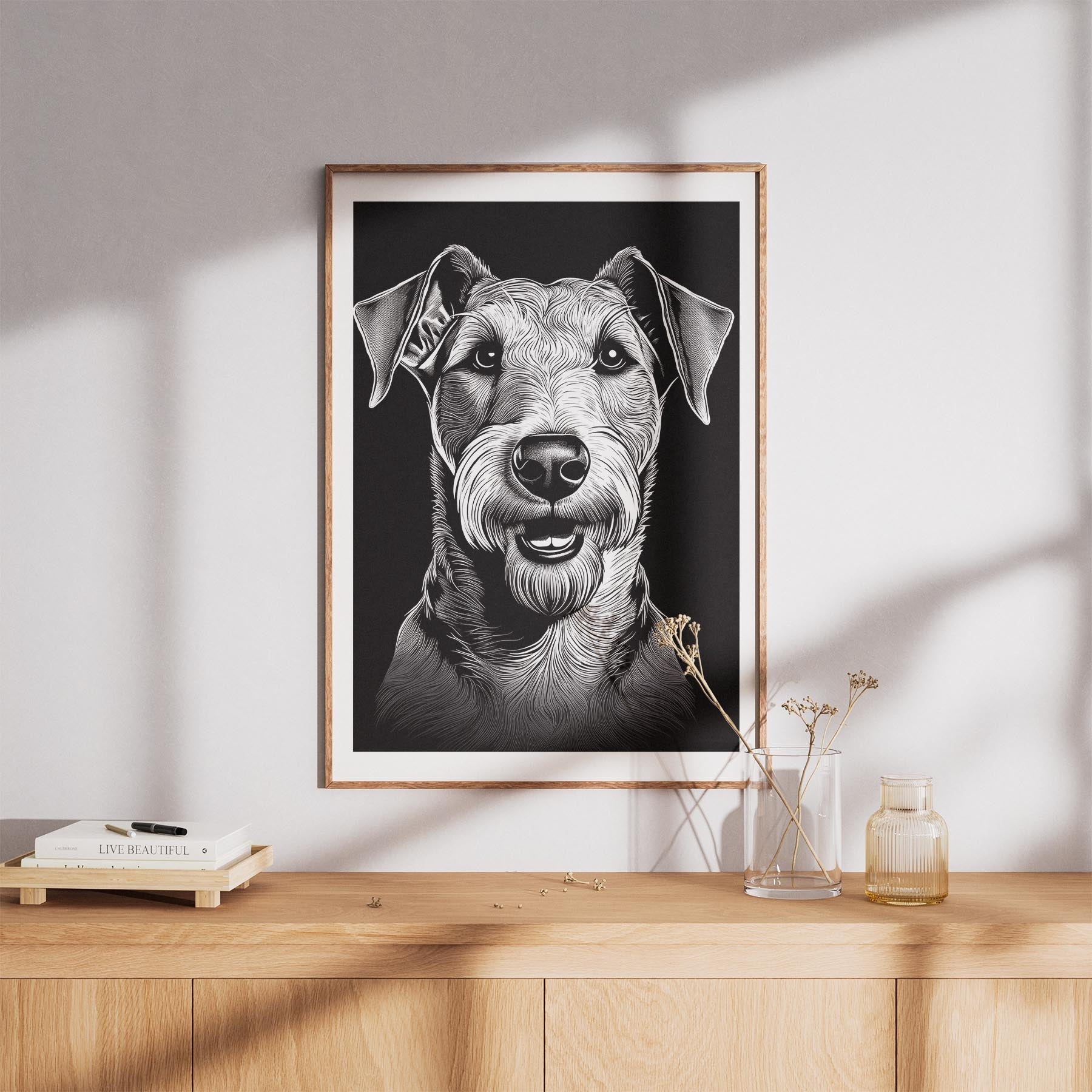 Airedale Line Dog Series in Black and White image 8