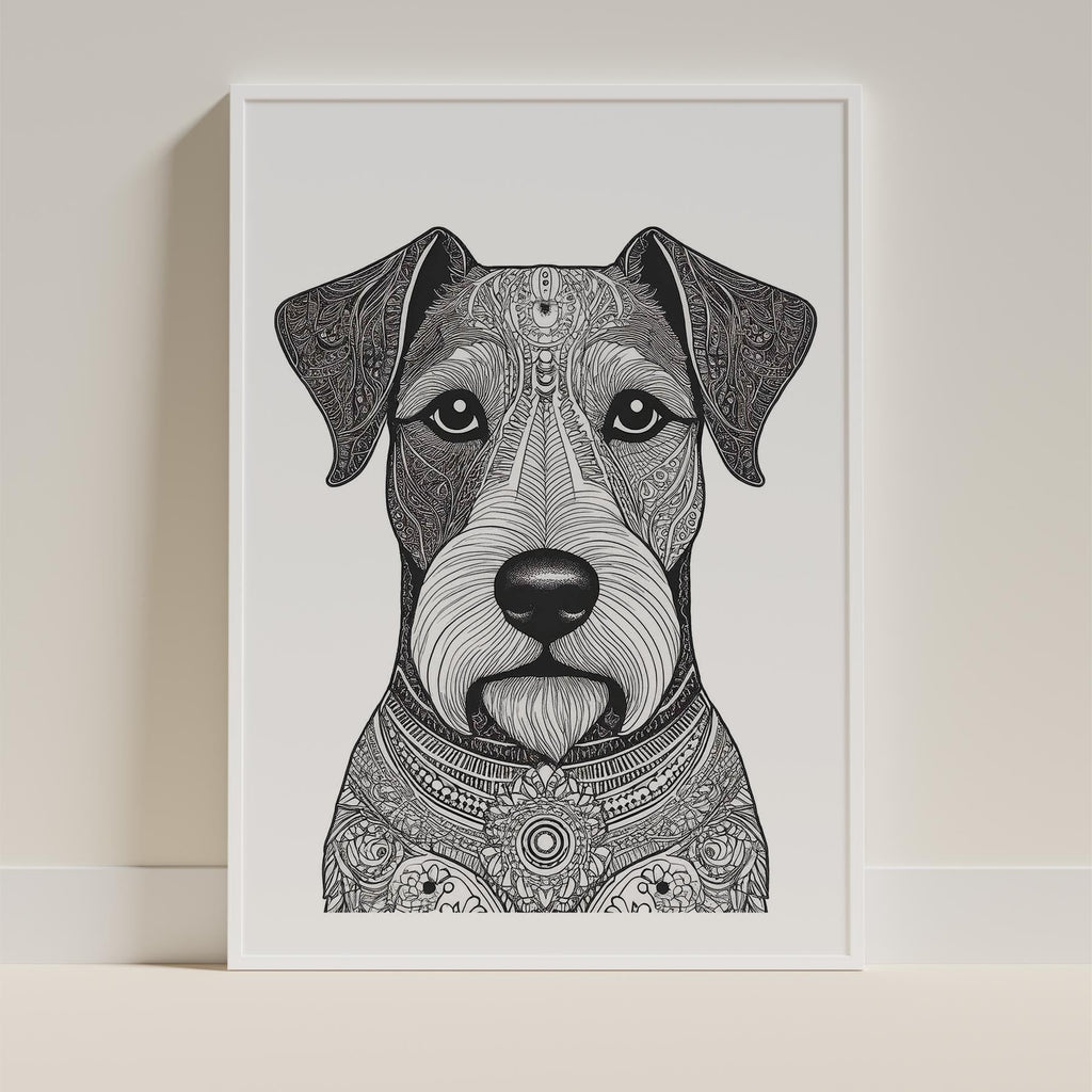 Fox Terrier Mandala Black and White Dog Series image 9
