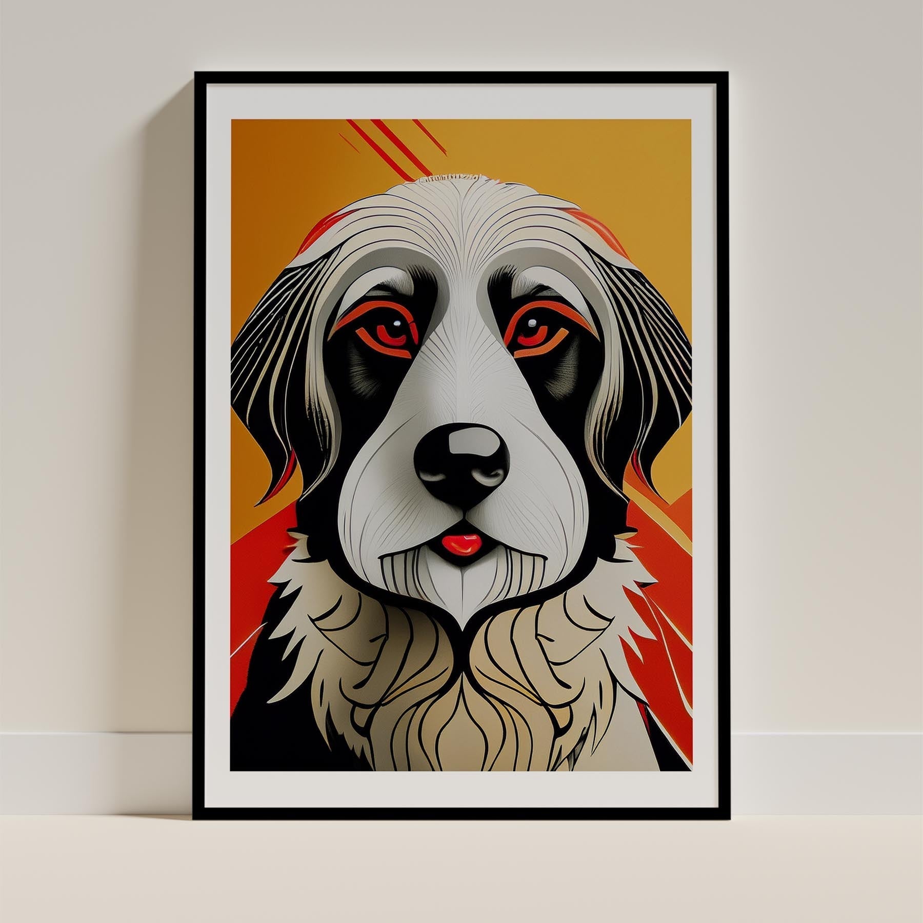 Old English Sheepdog Geometric Orange Series image 0