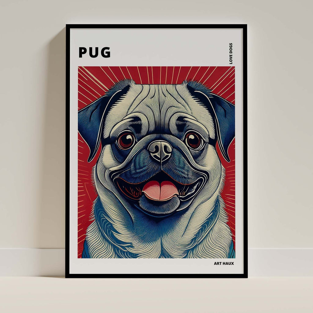 Pug Hokusai Japanese Inspired Dog Series with Text image 0