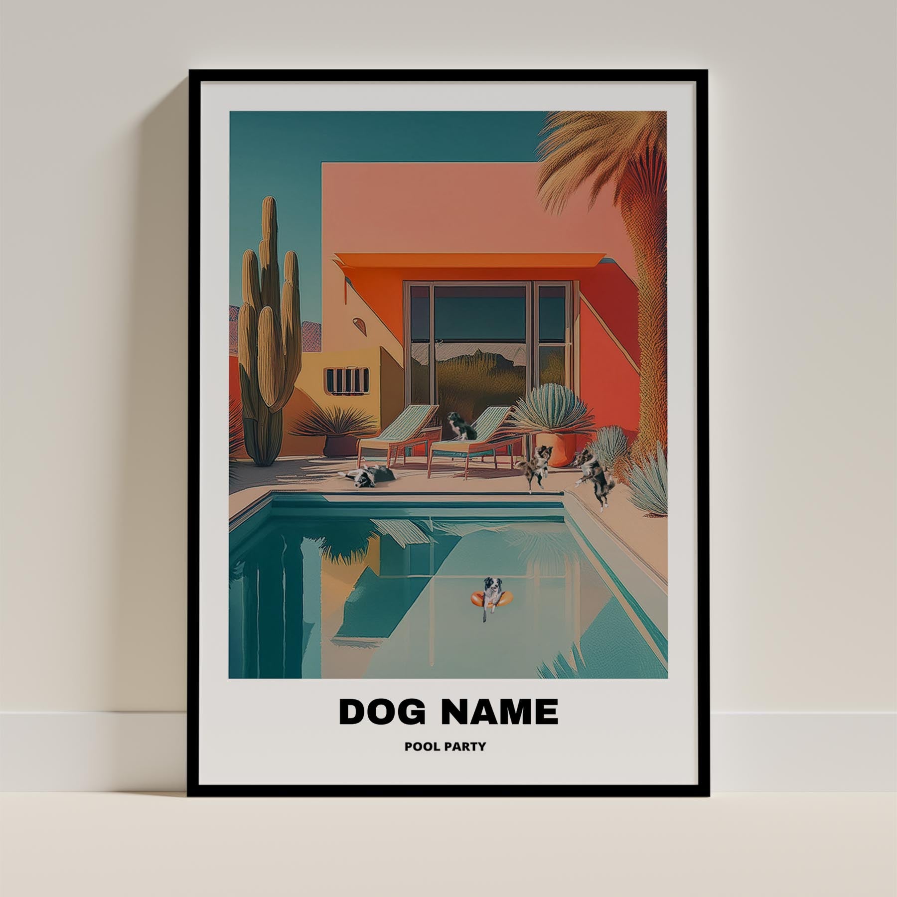 Border Collie Custom Pool Party WITH TEXT image 0