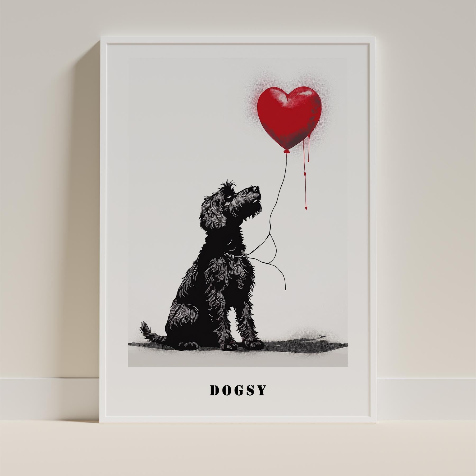 Black Russian Terrier DOGSY Series inspired by the Art of Banksy with text Dogsy image 9