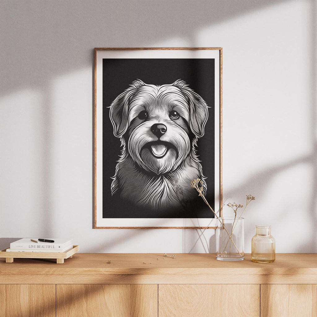 Maltese Line Dog Series in Black and White image 8