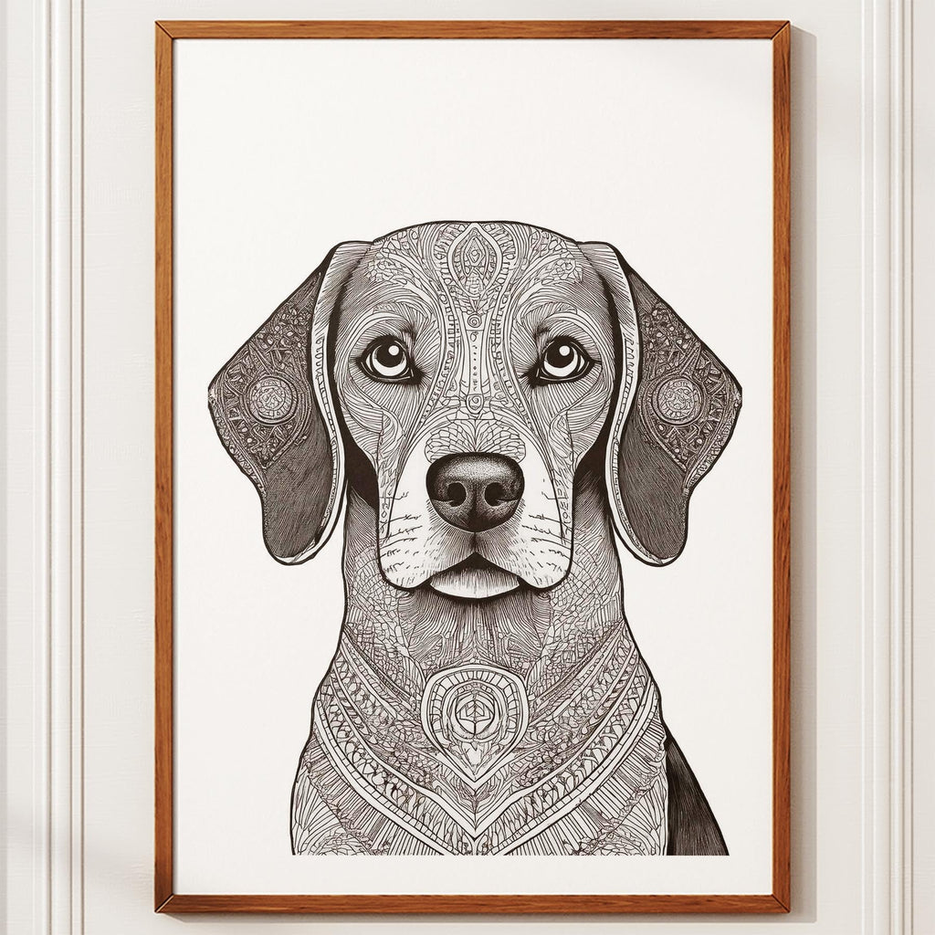 Beagle Mandala Black and White Dog Series image 10