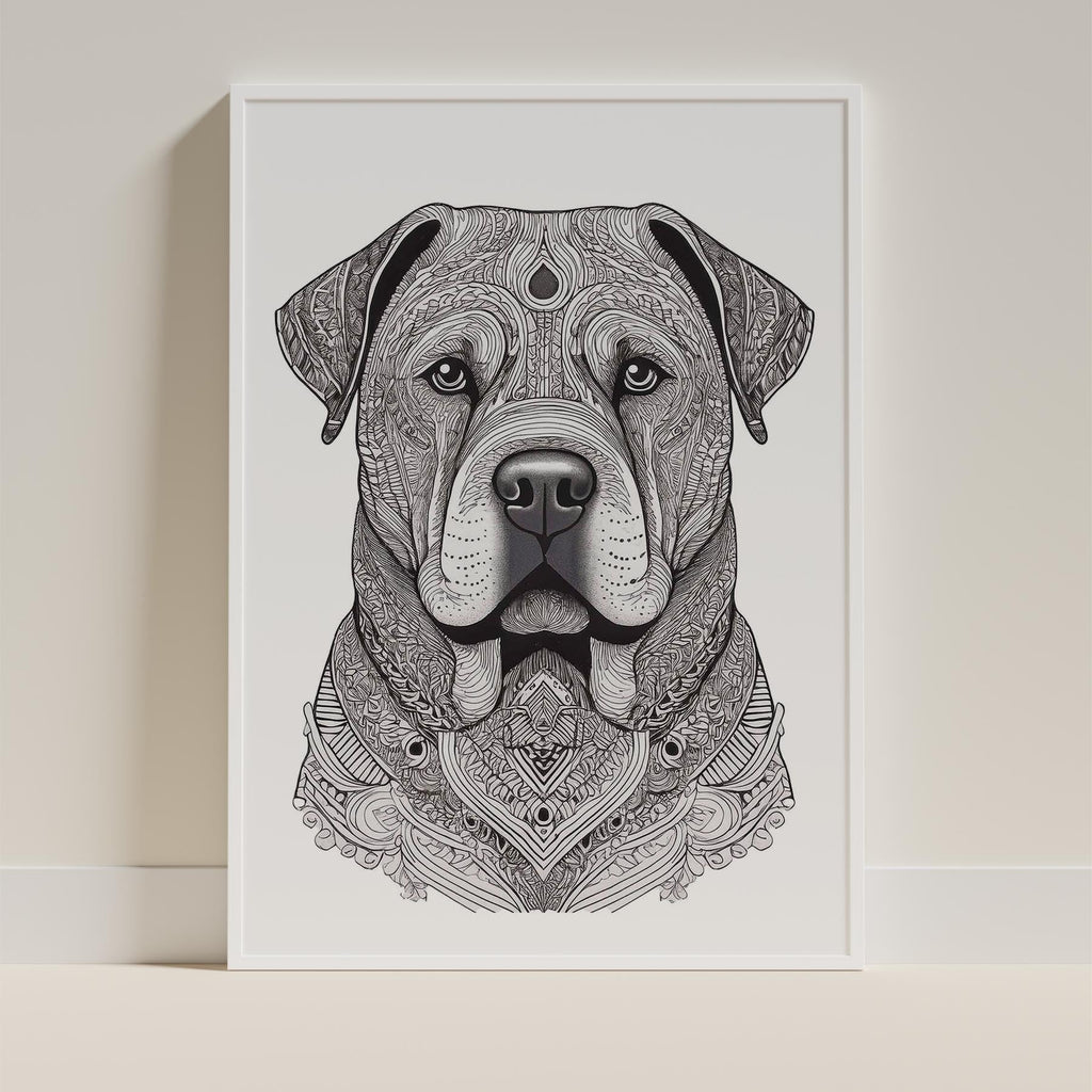 Shar Pei Mandala Black and White Dog Series image 9
