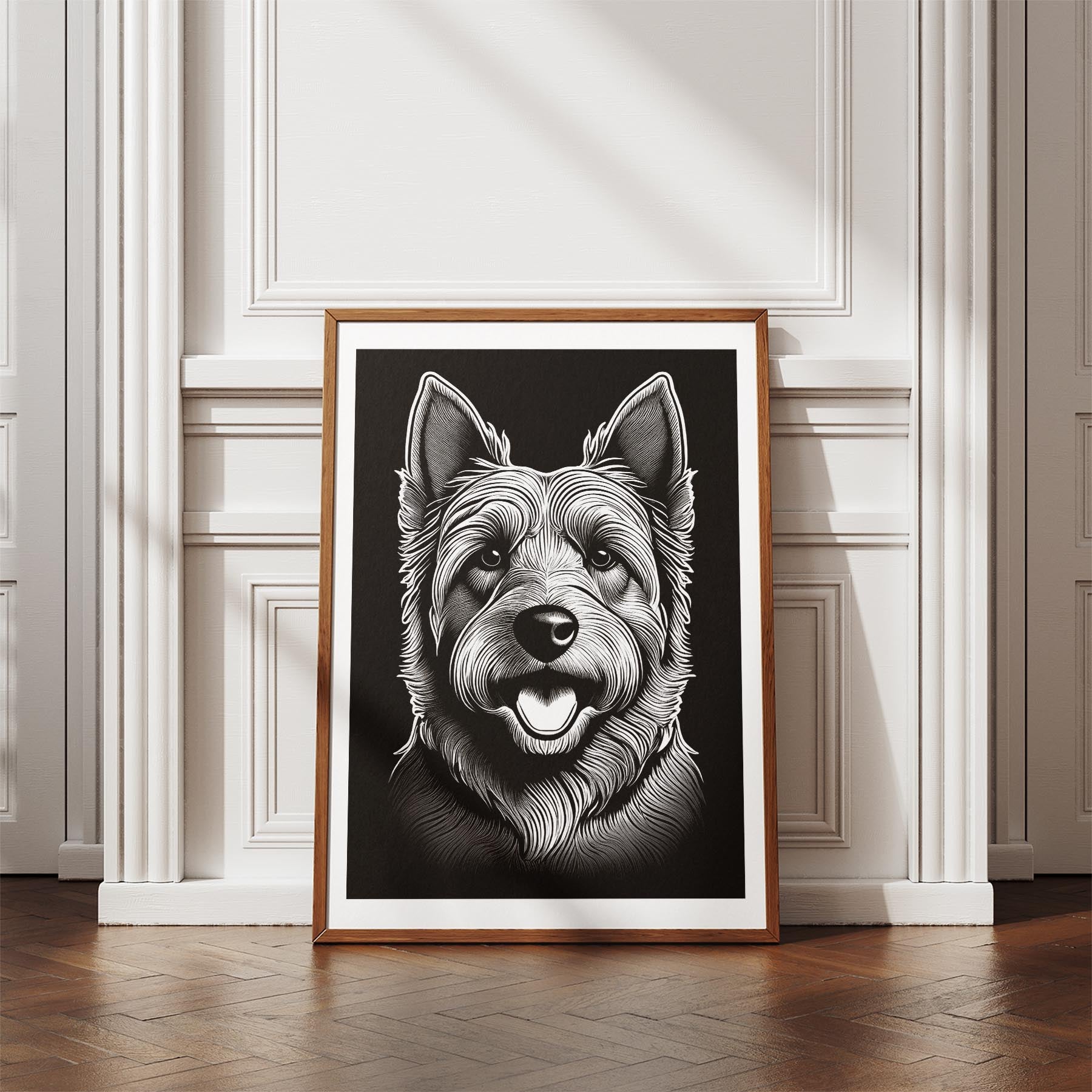 Australian Silky Terrier Line Dog Series in Black and White image 4