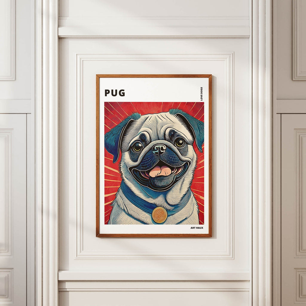 Pug Hokusai Japanese Inspired Dog Series with Text image 3