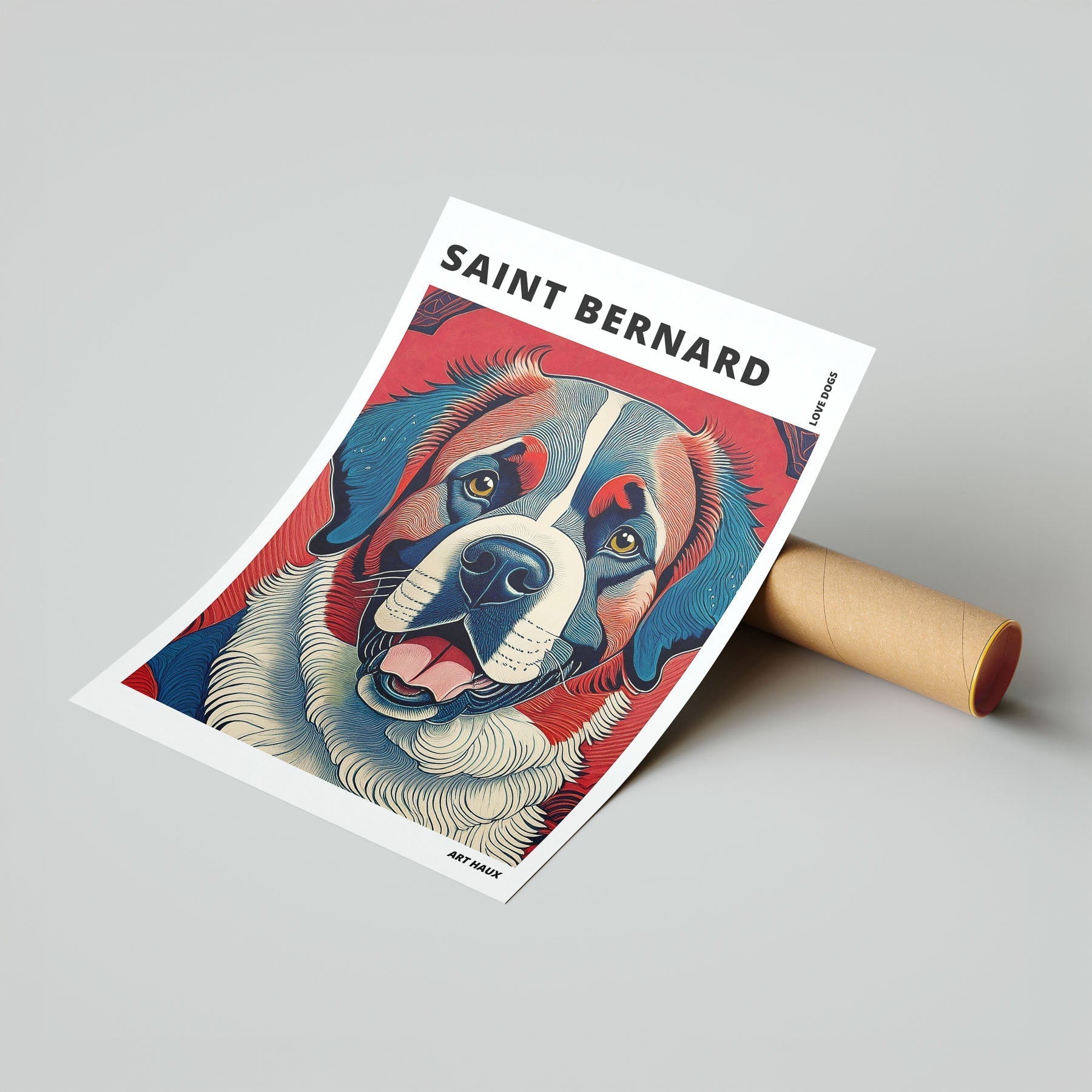 Saint Bernard Hokusai Japanese Inspired Dog Series with Text image 6