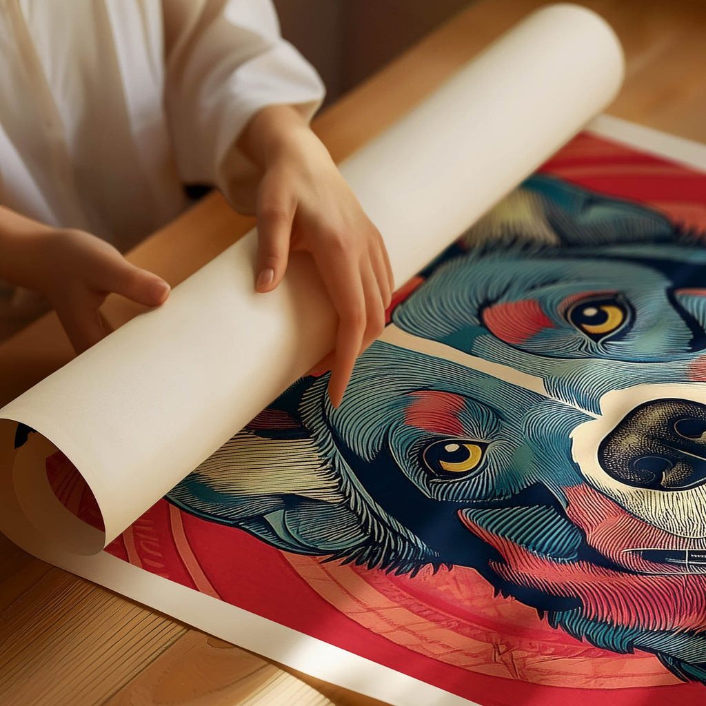 Kelpie Hokusai Japanese Inspired Dog Series with Text image 1