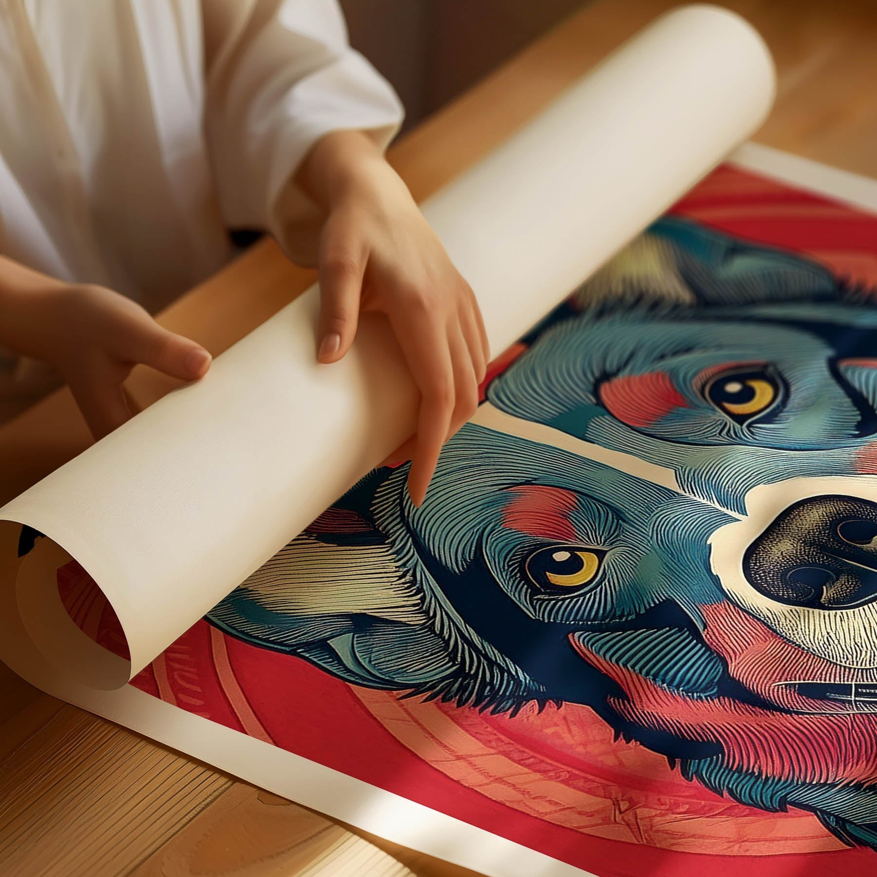 Kelpie Hokusai Japanese Inspired Dog Series with Text image 1