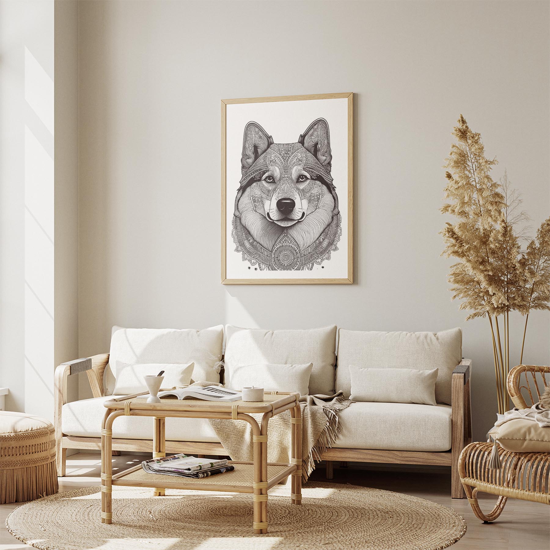 Finnish Lapphund Mandala Black and White Dog Series image 2