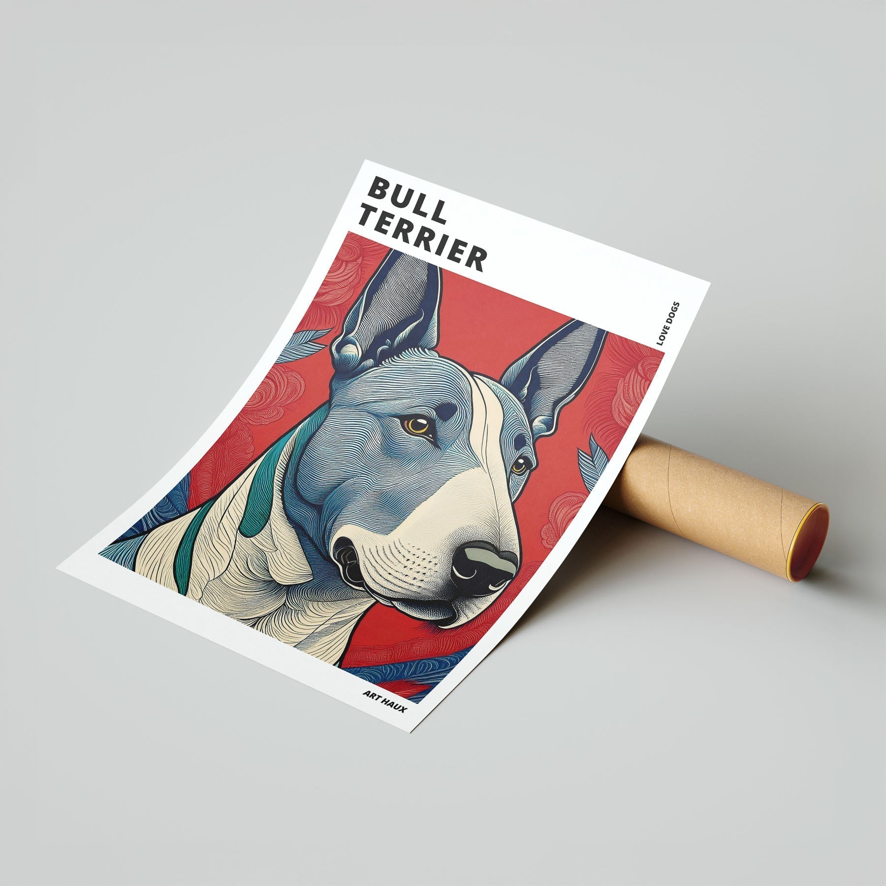 Bull Terrier Hokusai Japanese Inspired Dog Series with Text image 6
