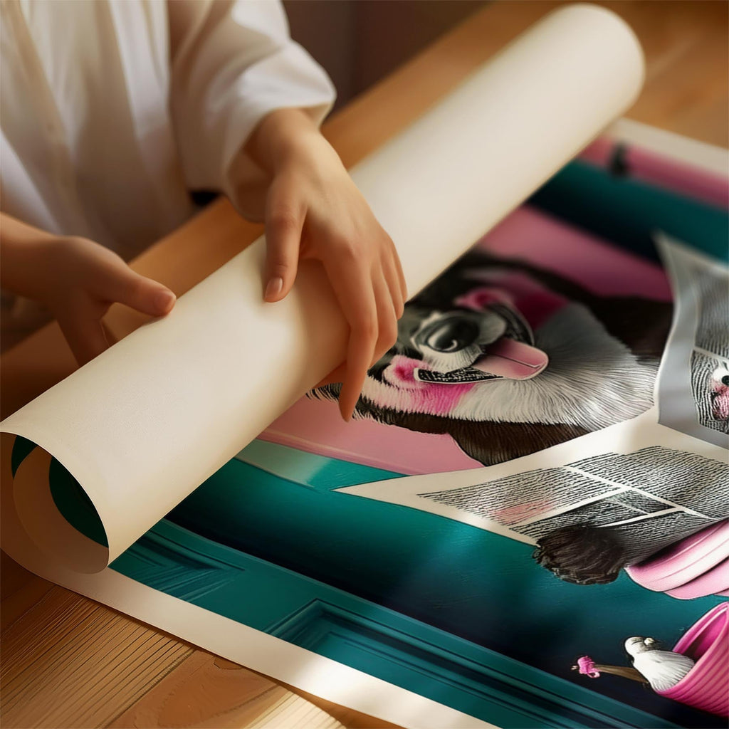 Finnish Lapphund Toilet Dogs PInk and Turquise image 1