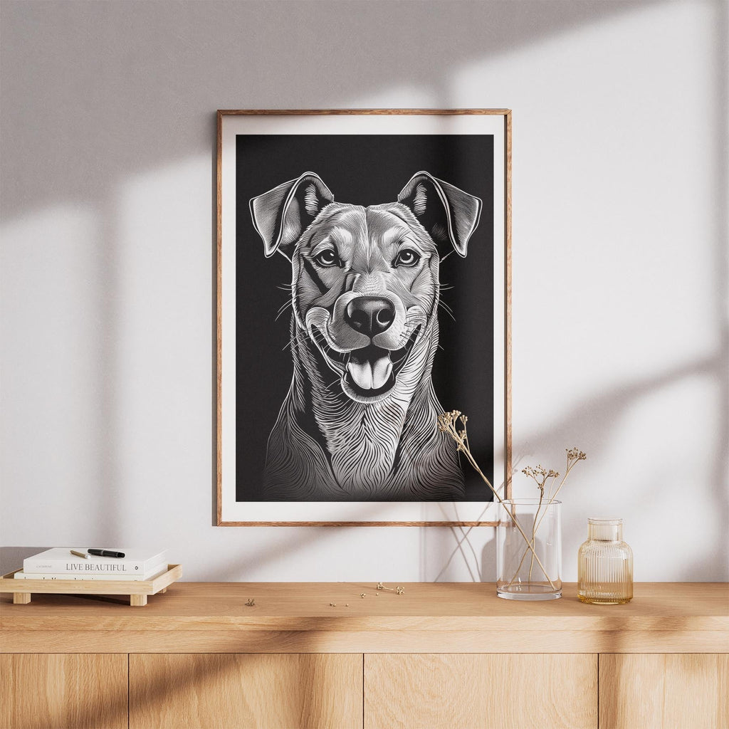 Rhoedesian Ridgeback Line Dog Series in Black and White image 8