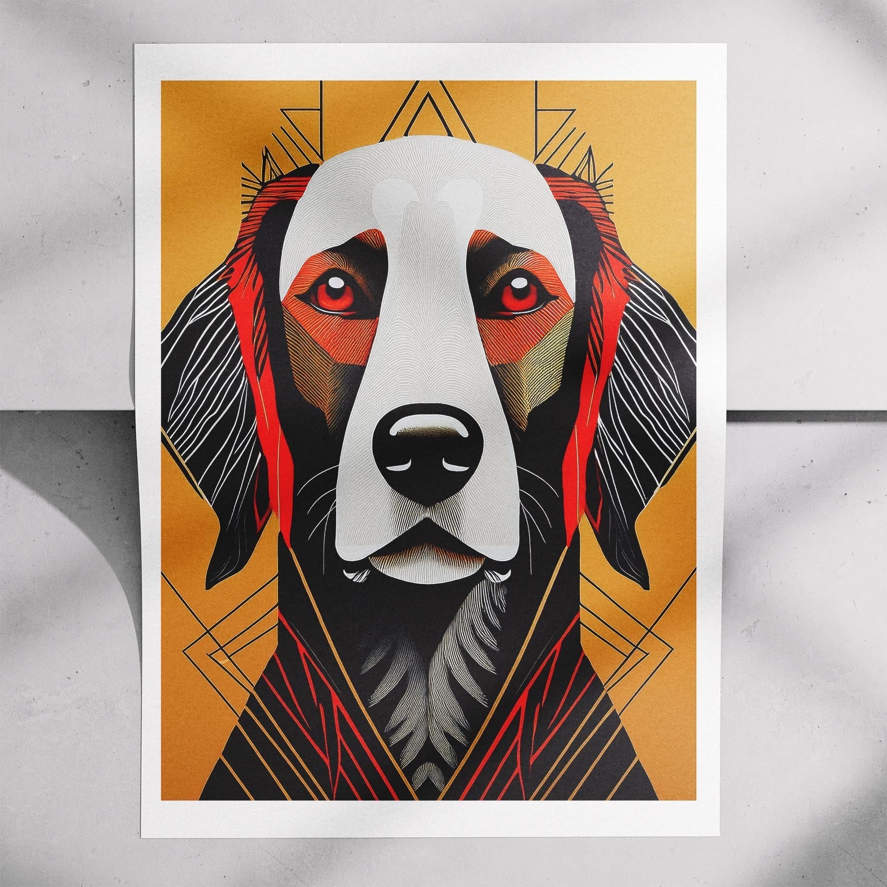 Curly Coated Retriever Geometric Orange Series image 7