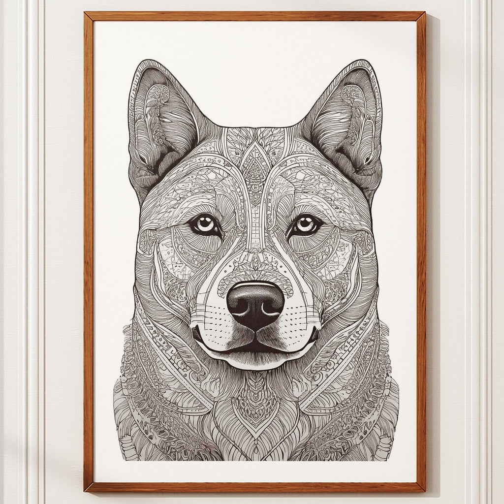 Akita Inu Mandala Black and White Dog Series image 10