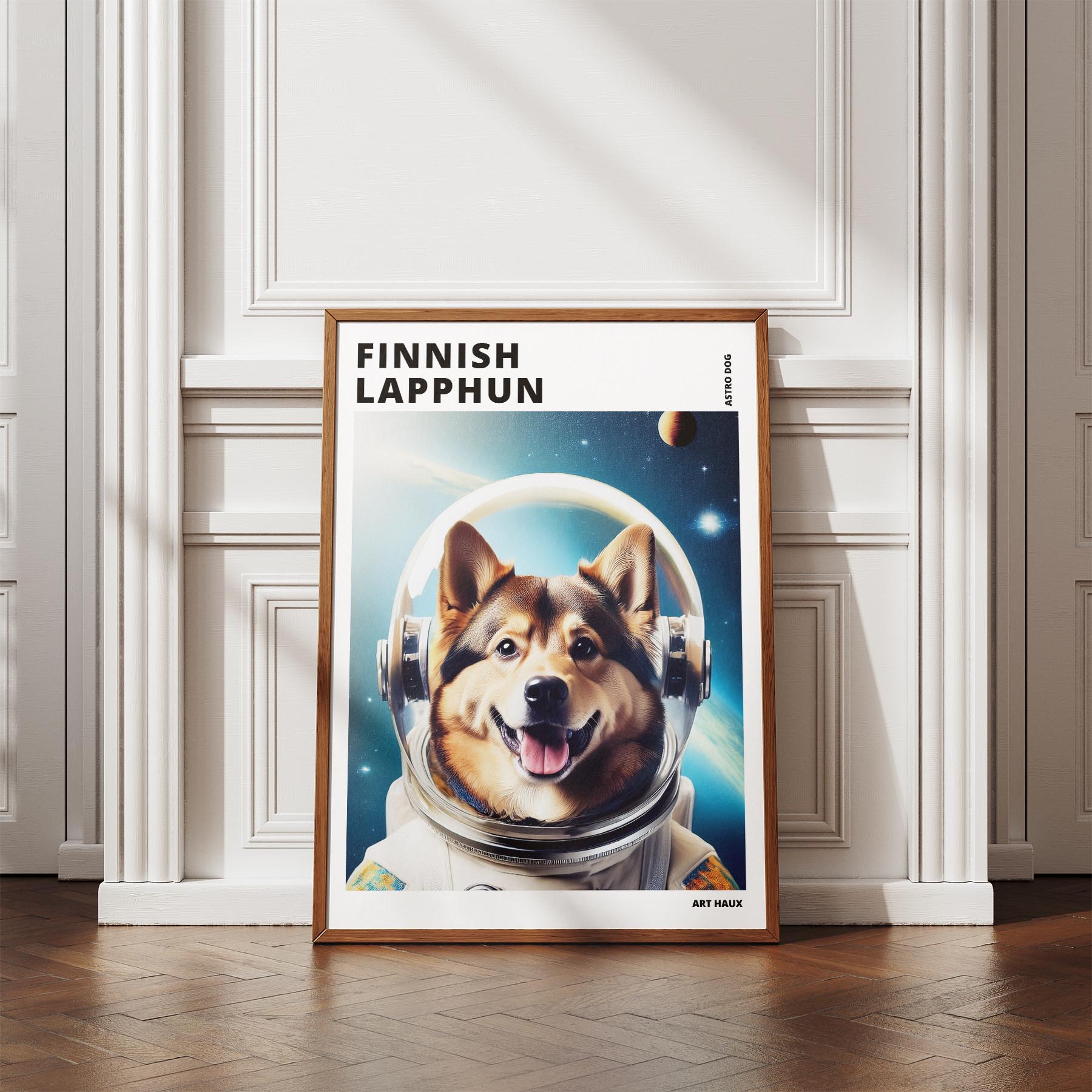 Finnish Lapphund Astronaut Dog Series with Text Astro Dog image 4