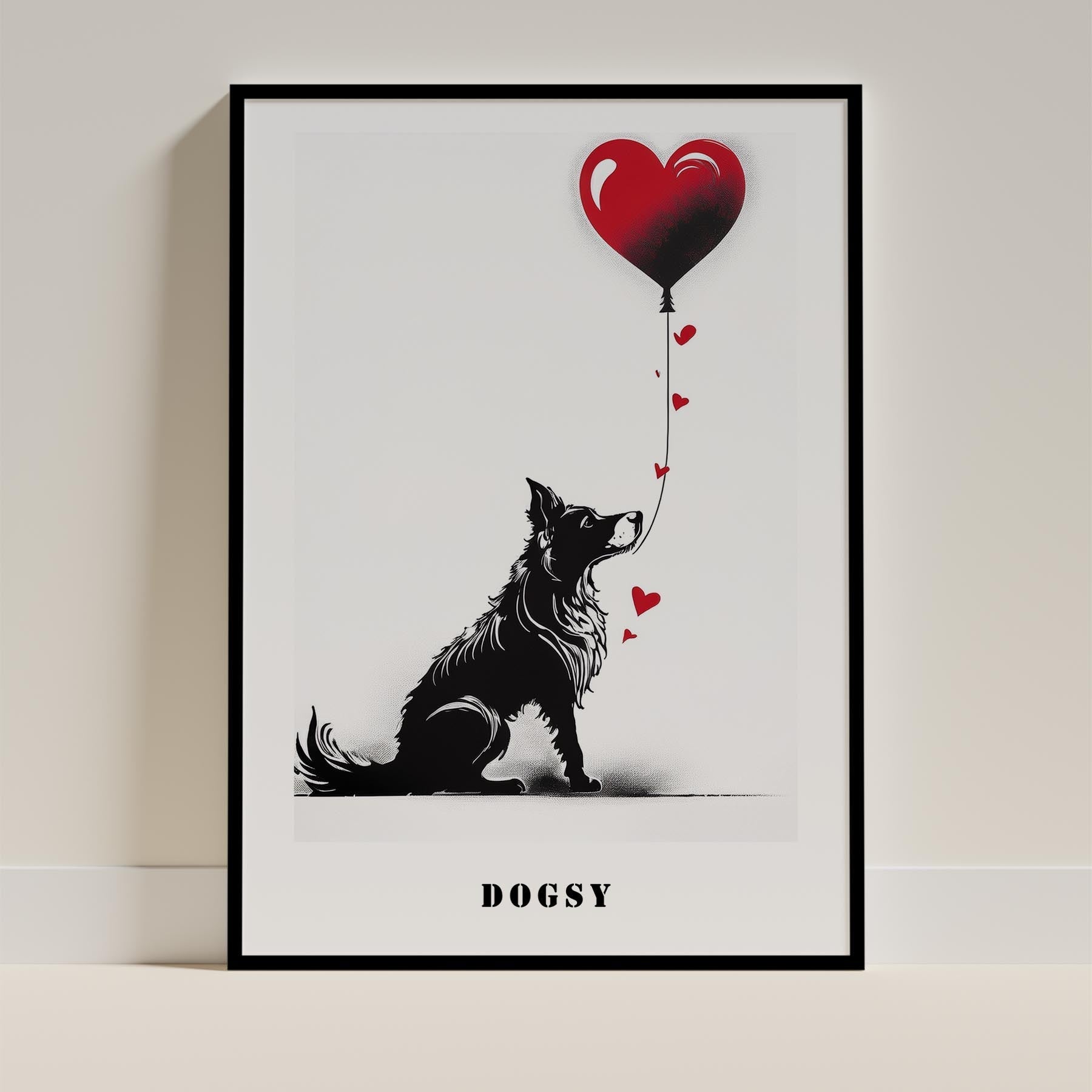 Border Collie DOGSY Series inspired by the Art of Banksy with text Dogsy image 0