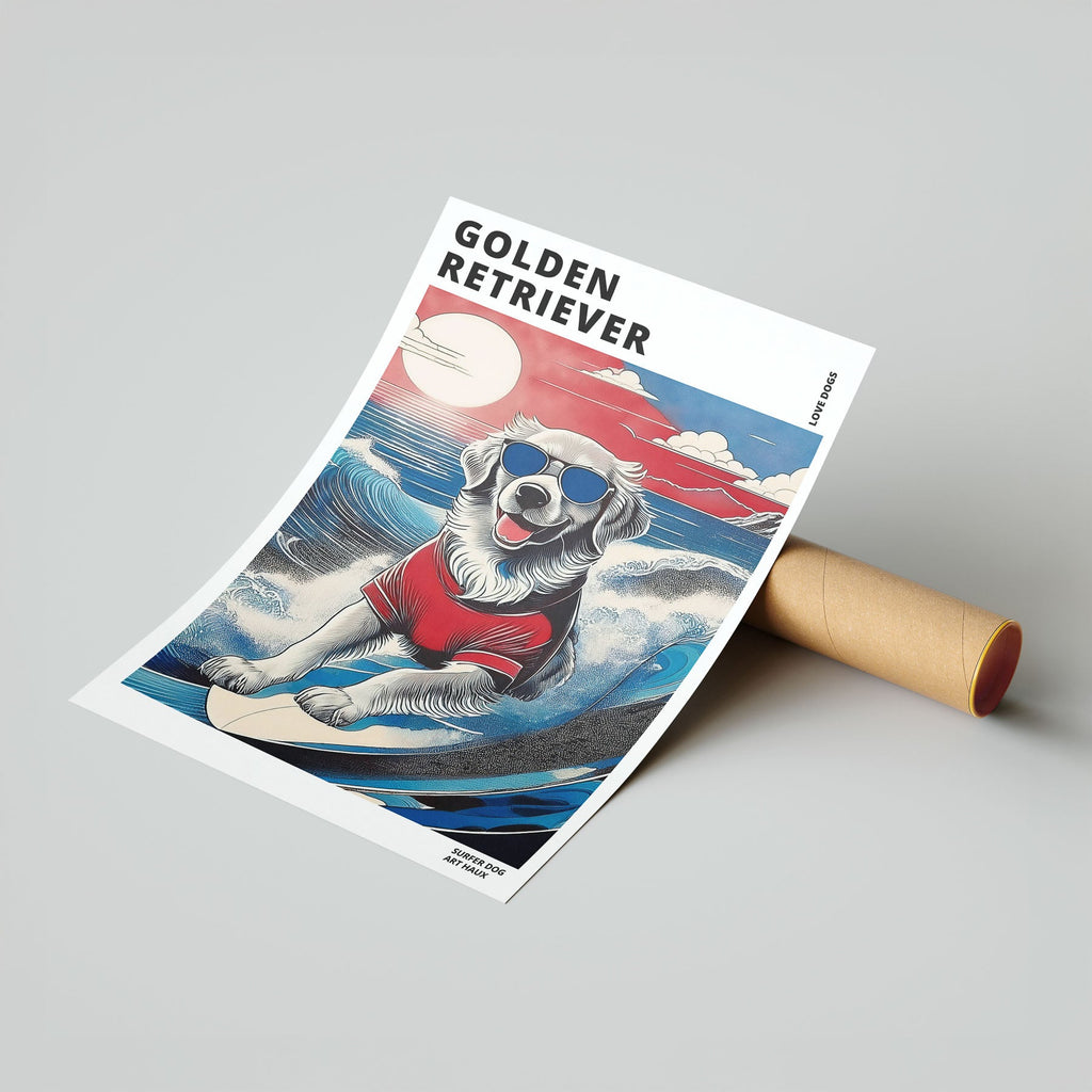 Golden Retreiver Hokosai Surfer Dogs 1 image 7