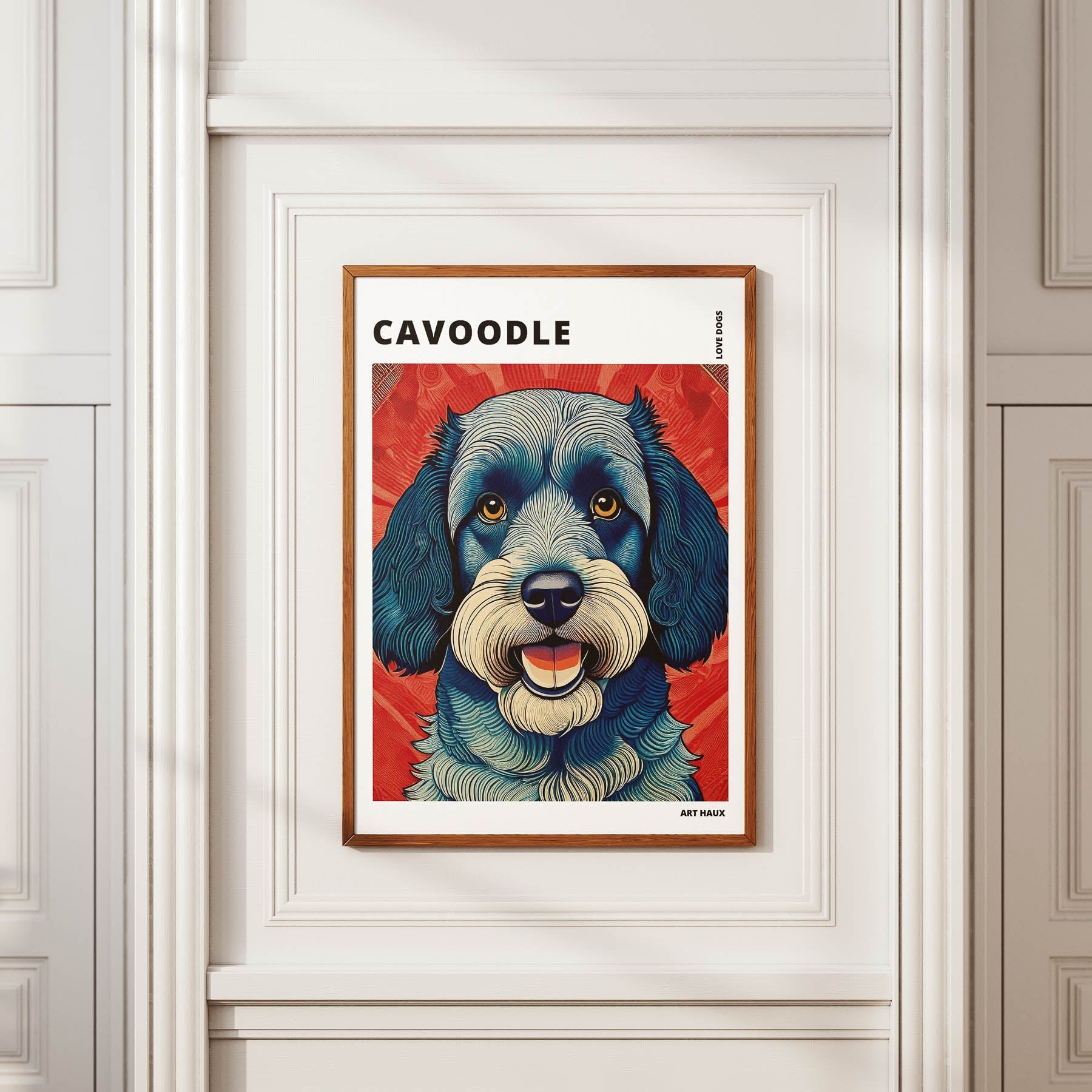 Cavoodle Hokusai Japanese Inspired Dog Series with Text image 3