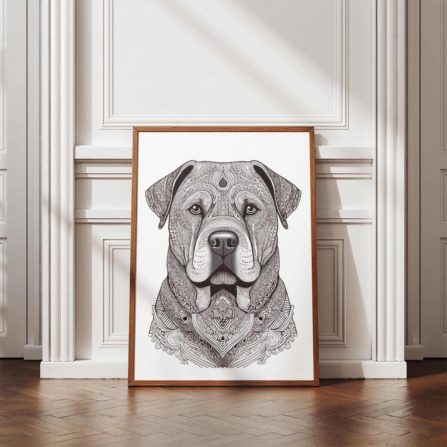 Shar Pei Mandala Black and White Dog Series image 4