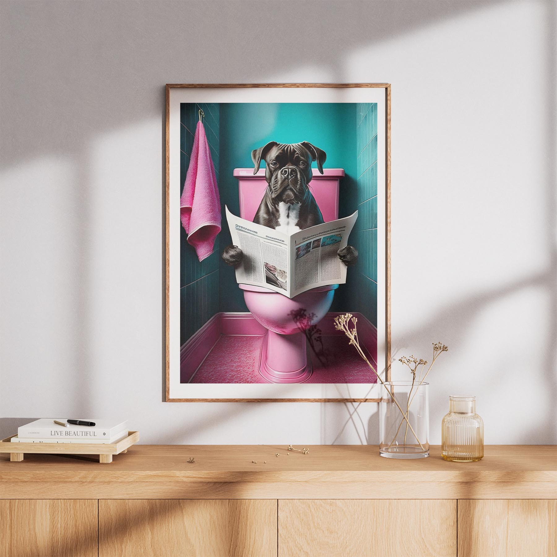 Boxer Toilet Dogs PInk and Turquise image 8