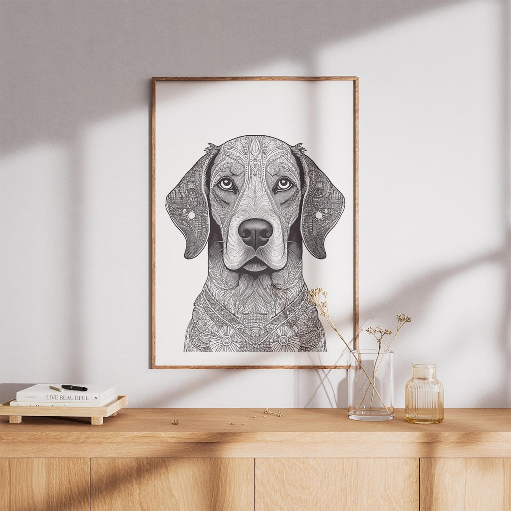 English Setter Mandala Black and White Dog Series image 8