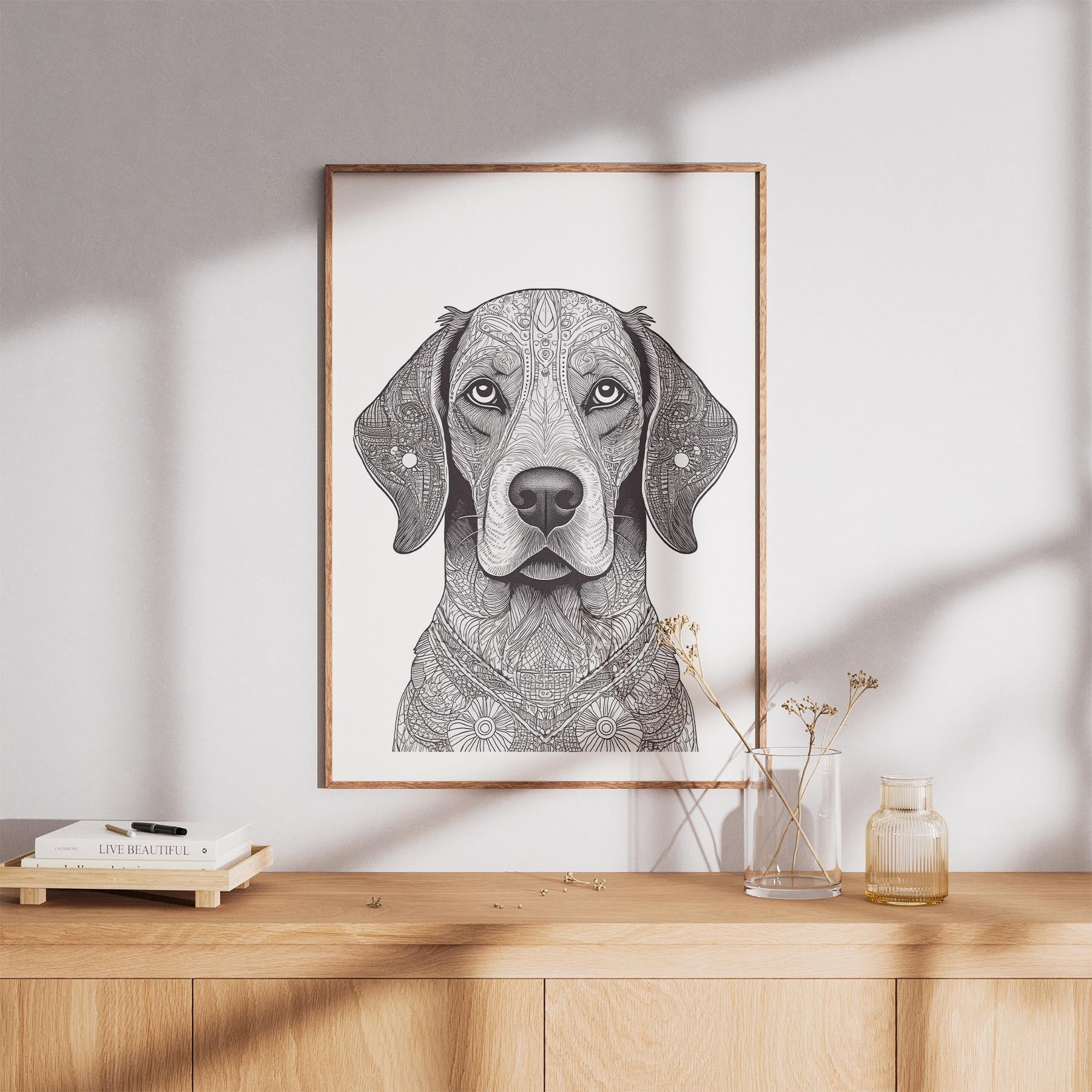 English Setter Mandala Black and White Dog Series image 8
