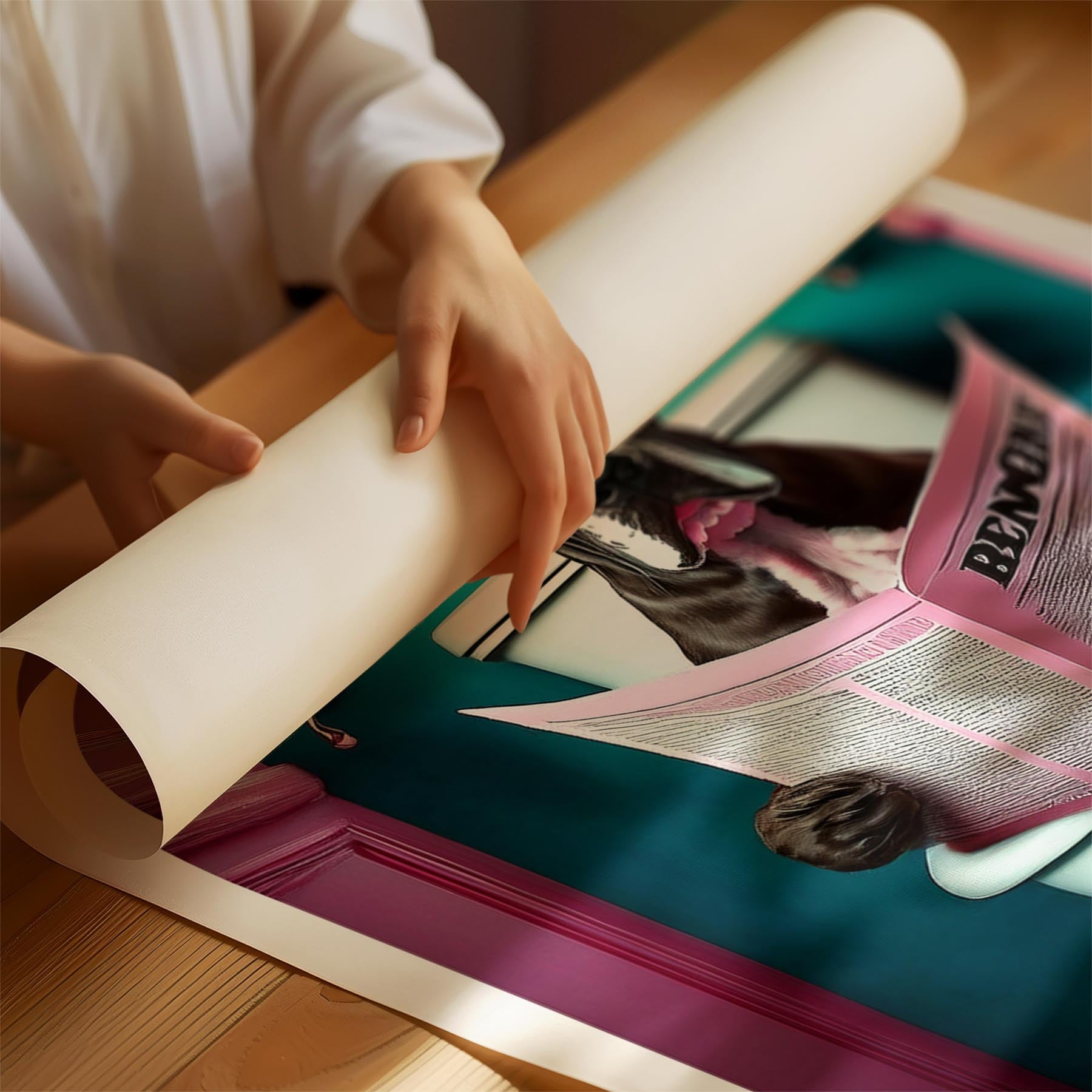 Great Dane Toilet Dogs PInk and Turquise image 1