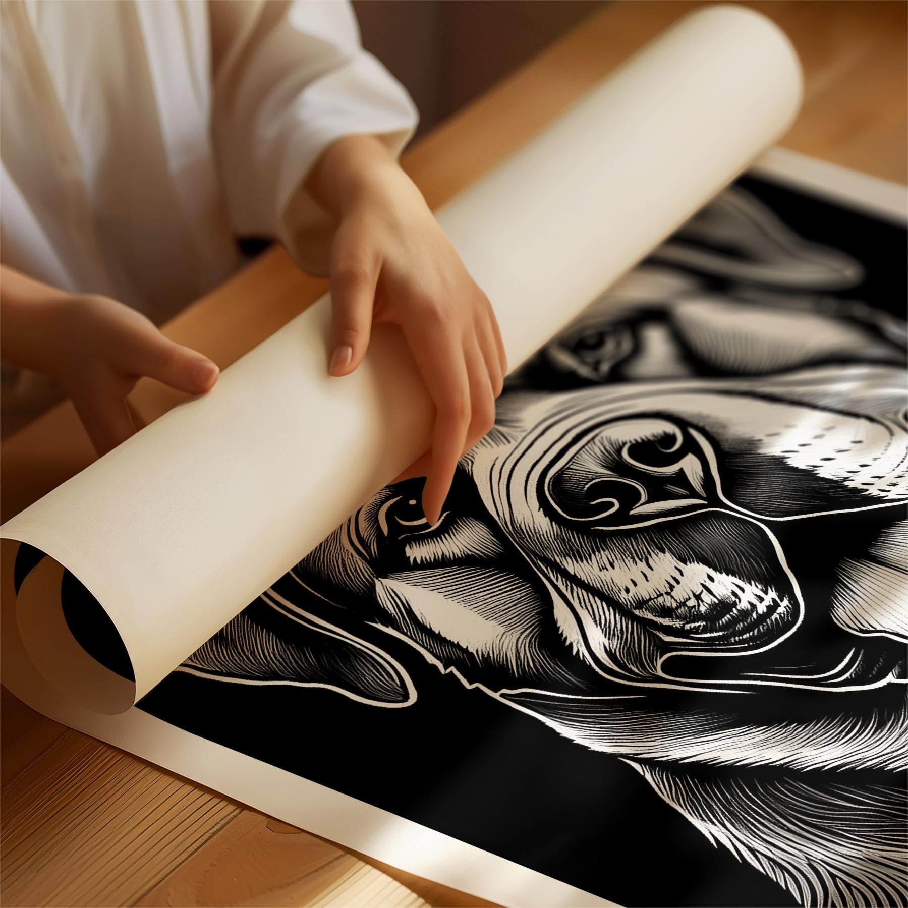 Mastiff Line Dog Series in Black and White image 1