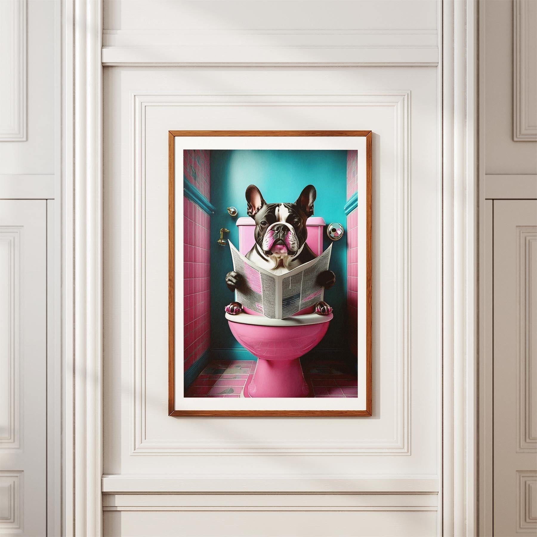 Bulldog Toilet Dogs PInk and Turquise image 3