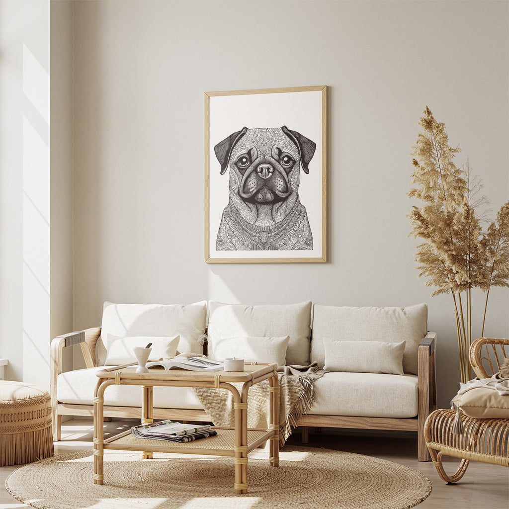 Pug Mandala Black and White Dog Series image 2