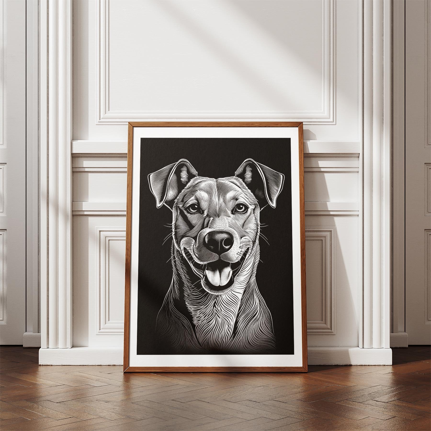 Rhoedesian Ridgeback Line Dog Series in Black and White image 4