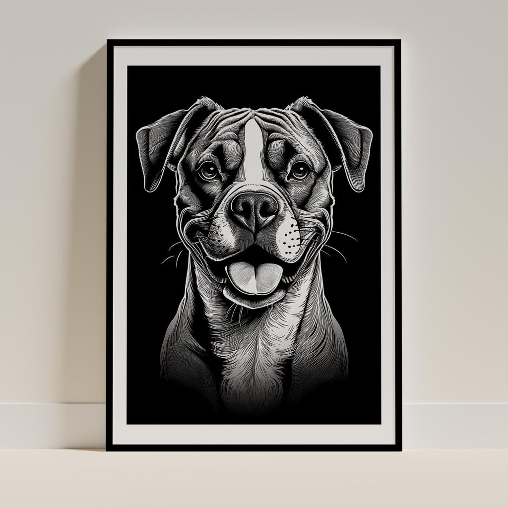 Boxer Line Dog Series in Black and White image 0
