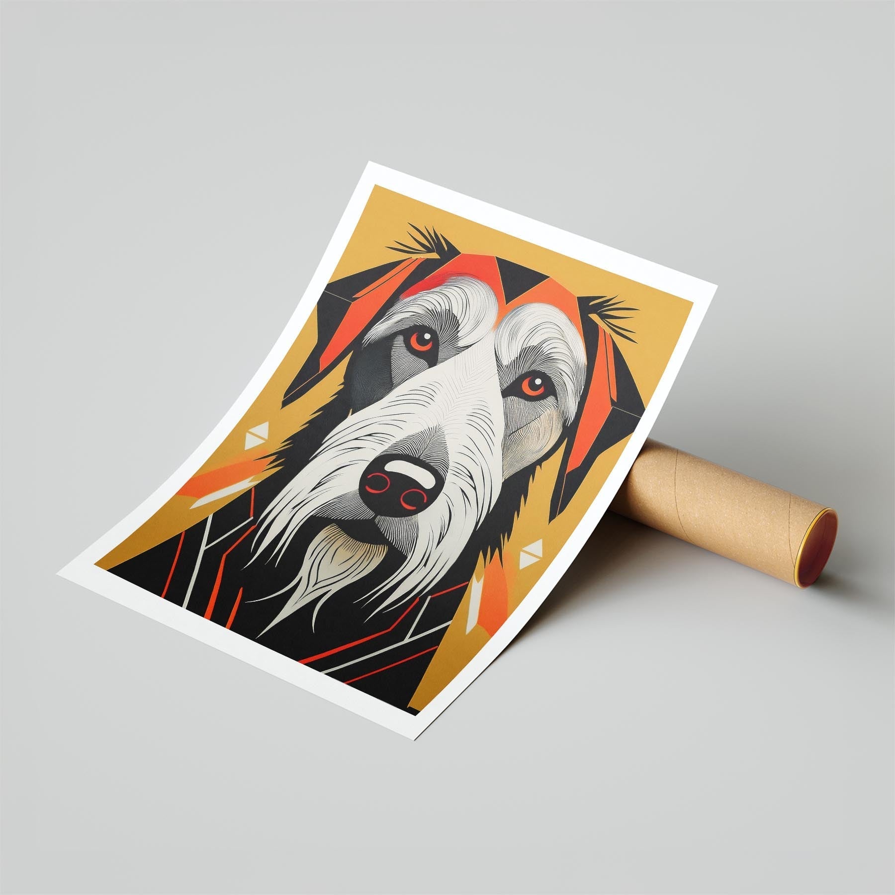 Irish Wolfhound Geometric Orange Series image 6