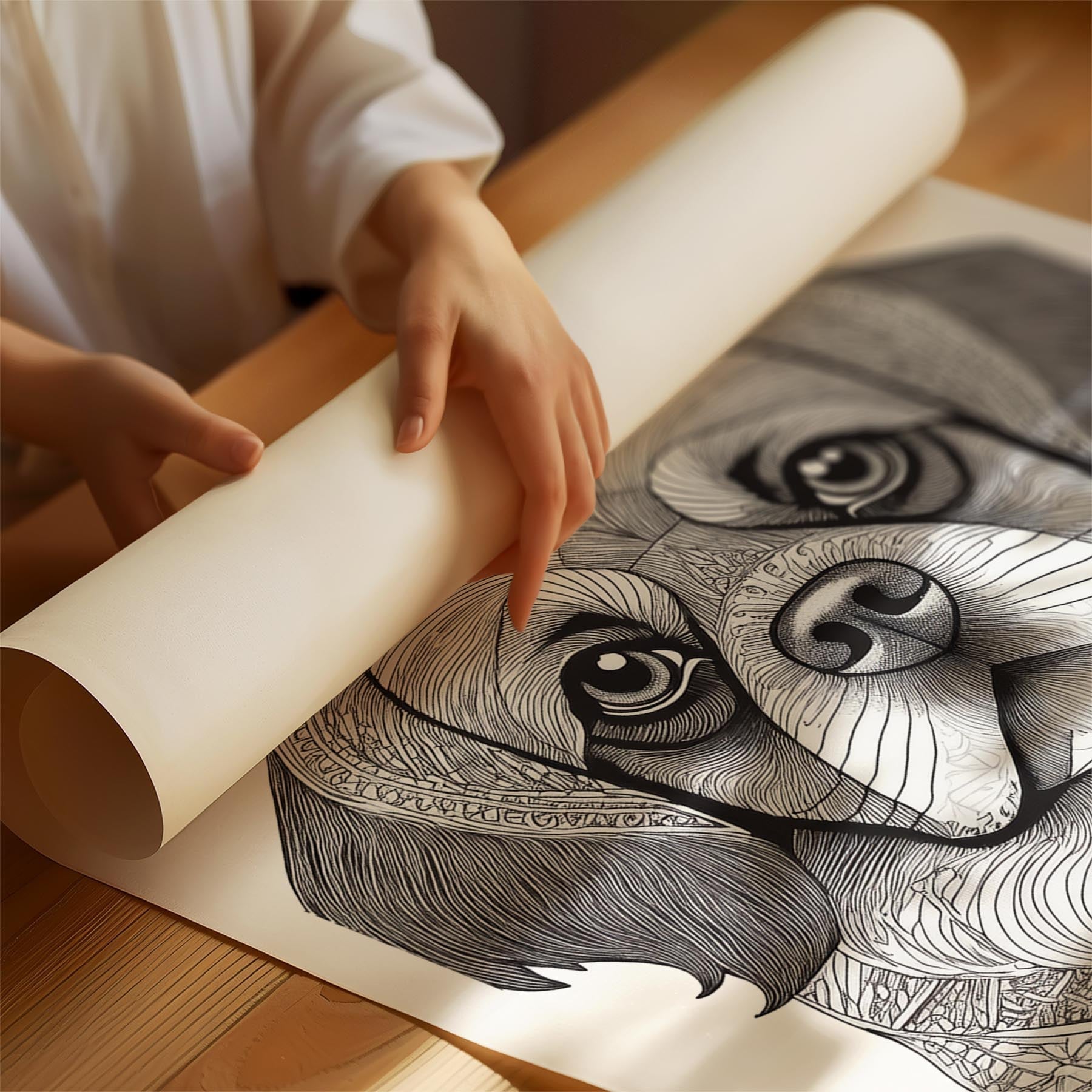 Pekingese Mandala Black and White Dog Series image 1