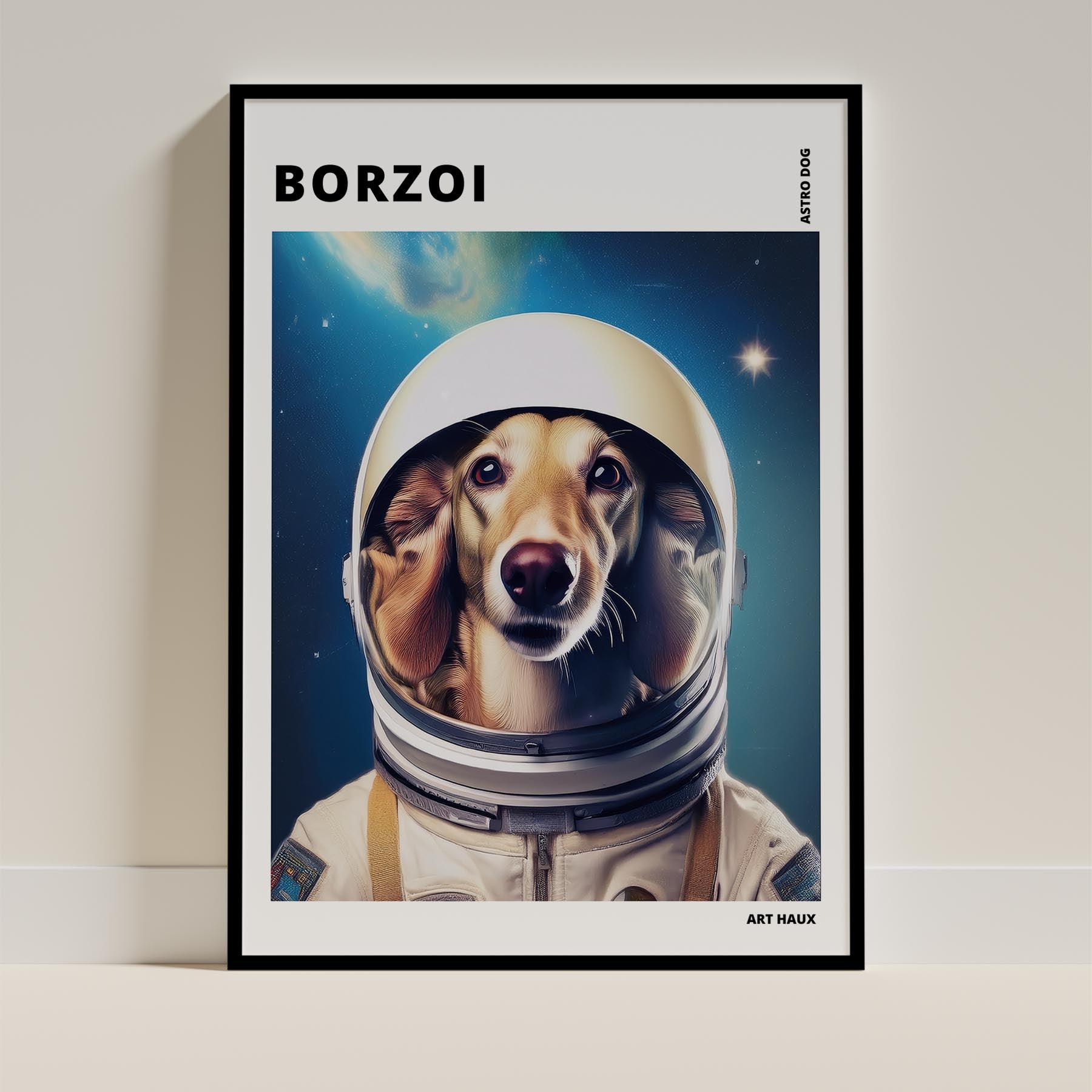 Borzoi Astronaut Dog Series with Text Astro Dog image 0