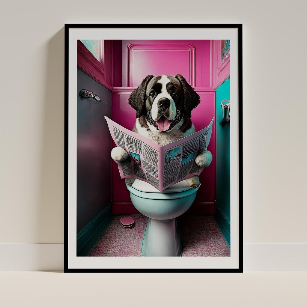 Saint Bernard Toilet Dogs PInk and Turquise image 0