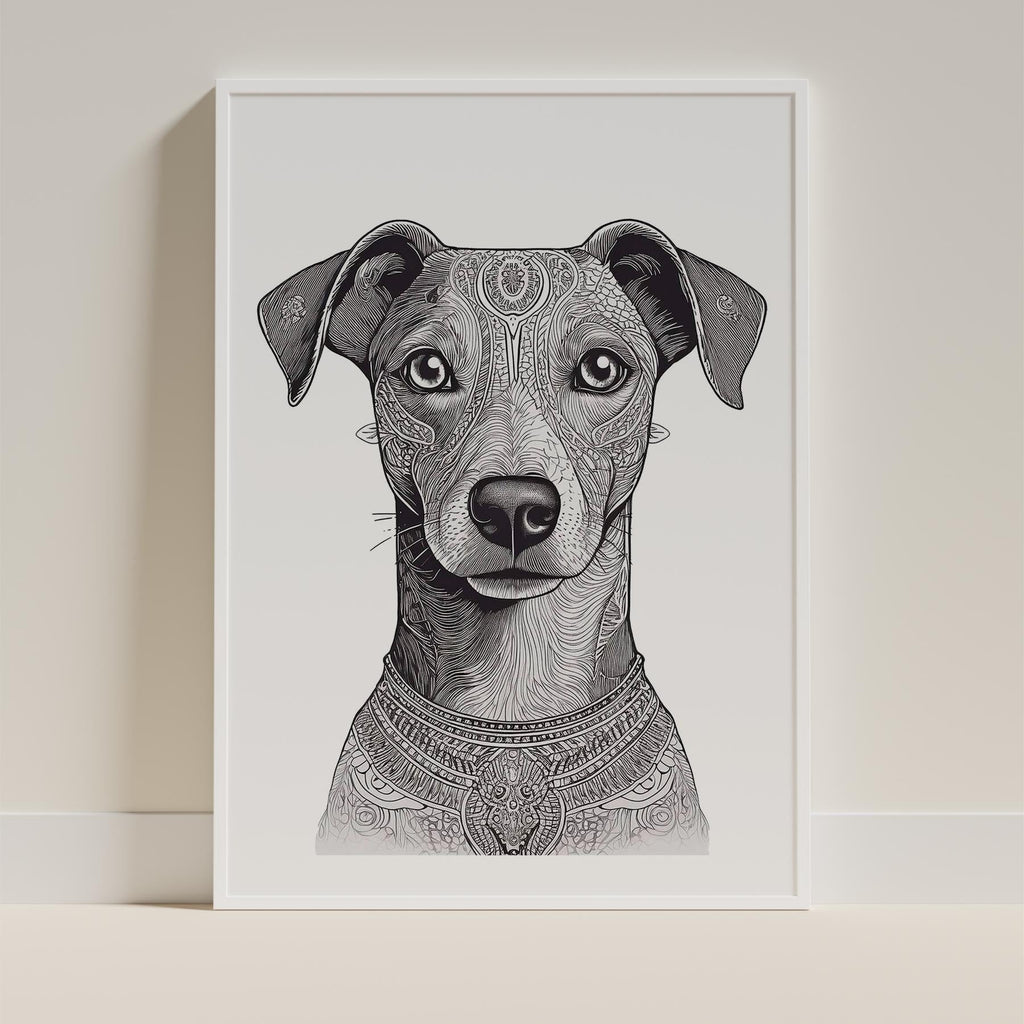 Whippet Mandala Black and White Dog Series image 10
