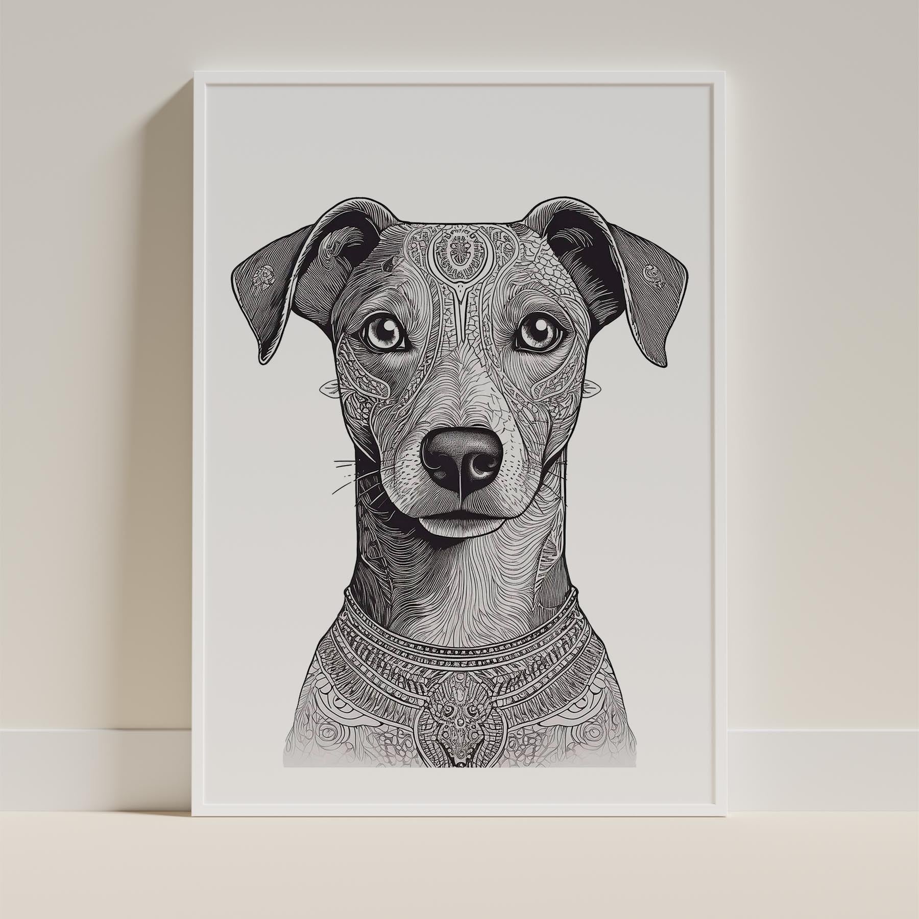 Whippet Mandala Black and White Dog Series image 10