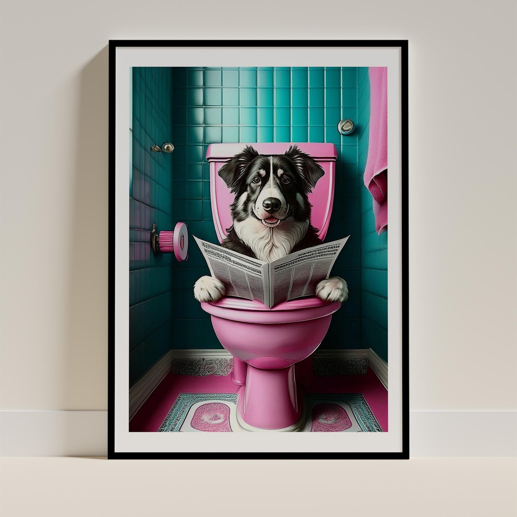 Australian Shepherd Toilet Dogs PInk and Turquise image 0