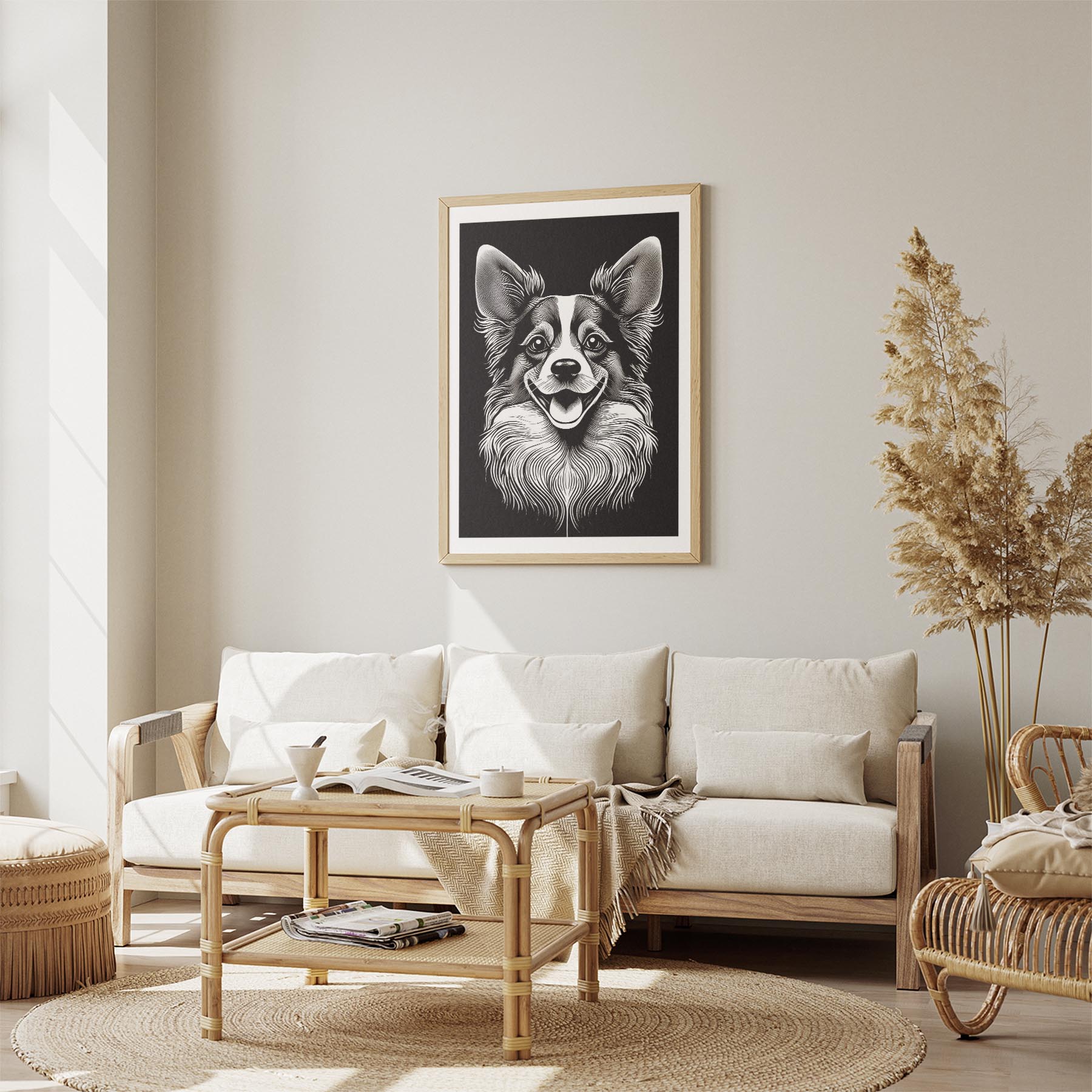 Papillon Line Dog Series in Black and White image 2