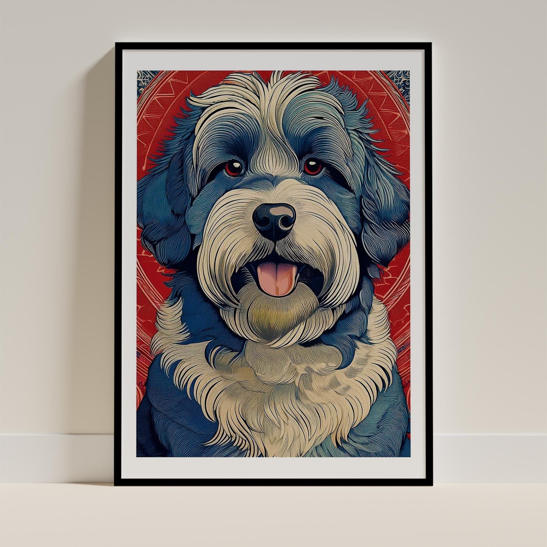Old English Sheepdog Hokusai Japanese Inspired Dog Series image 0