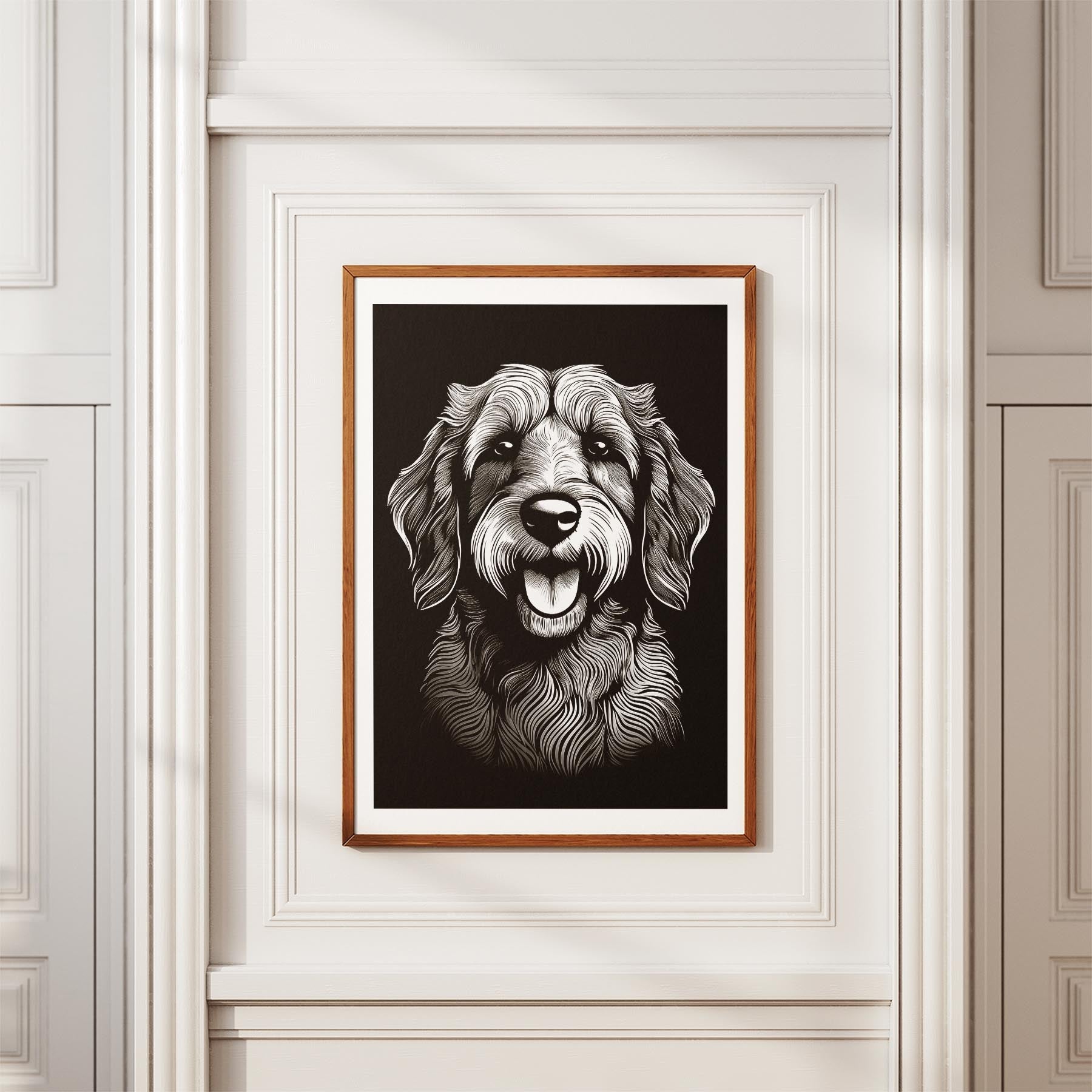 Groodle Line Dog Series in Black and White image 3