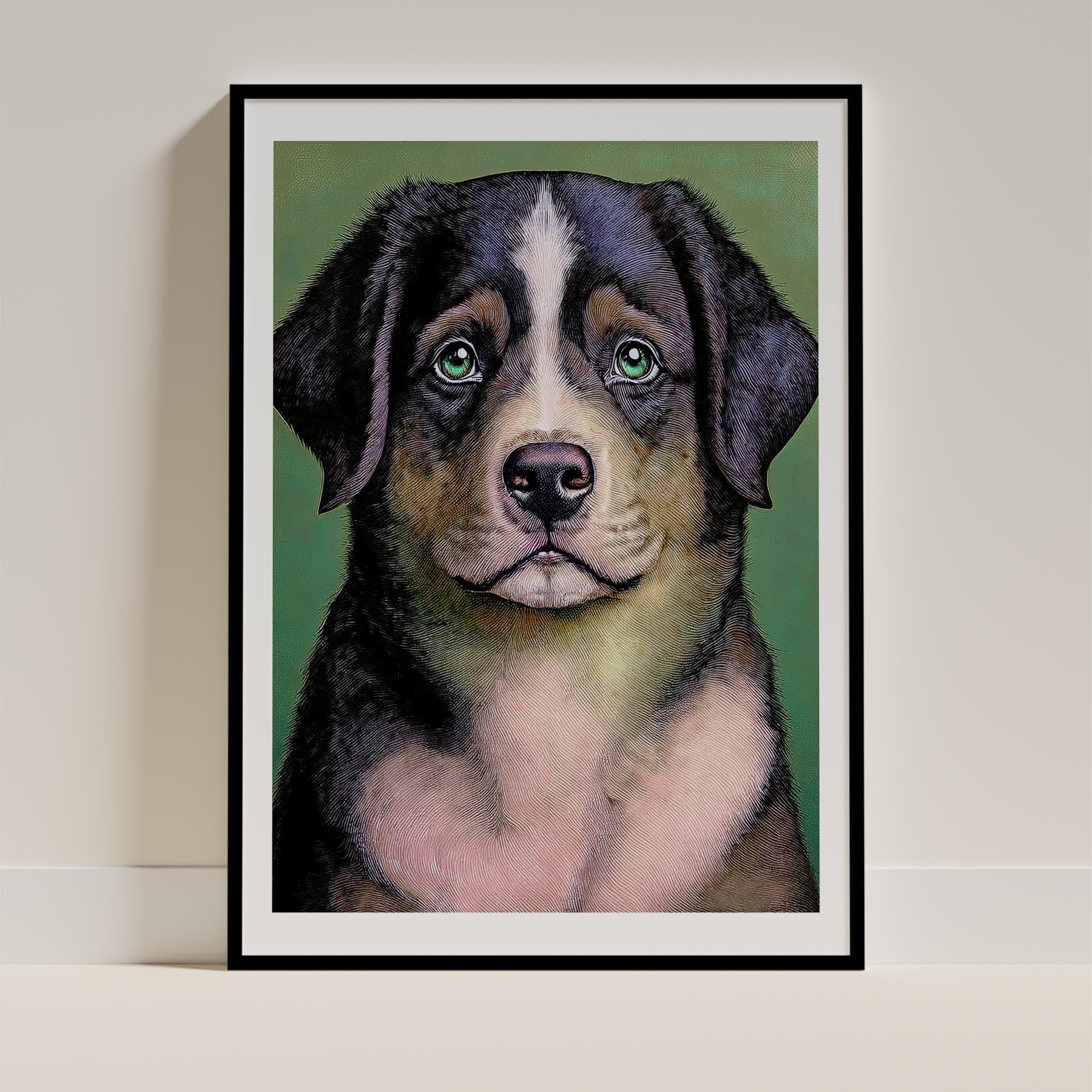 Bernese Mountain Dog Green Painted Series image 0