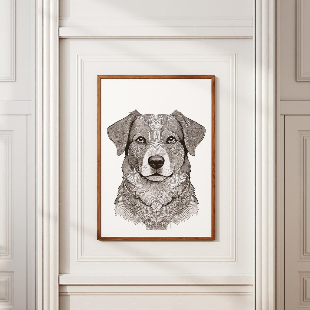 Australian Shepherd Mandala Black and White Dog Series image 3