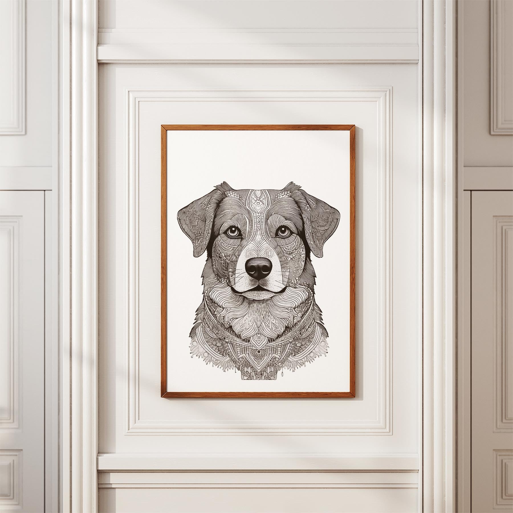 Australian Shepherd Mandala Black and White Dog Series image 3